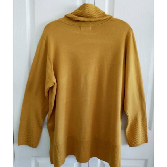 Melissa Paige Sweater Cowl Neck Hi Low Long Sleeve Lightweight Gold - 2X/ 3X - Picture 6 of 7